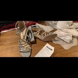 Jessica Simpson silver glitter heels